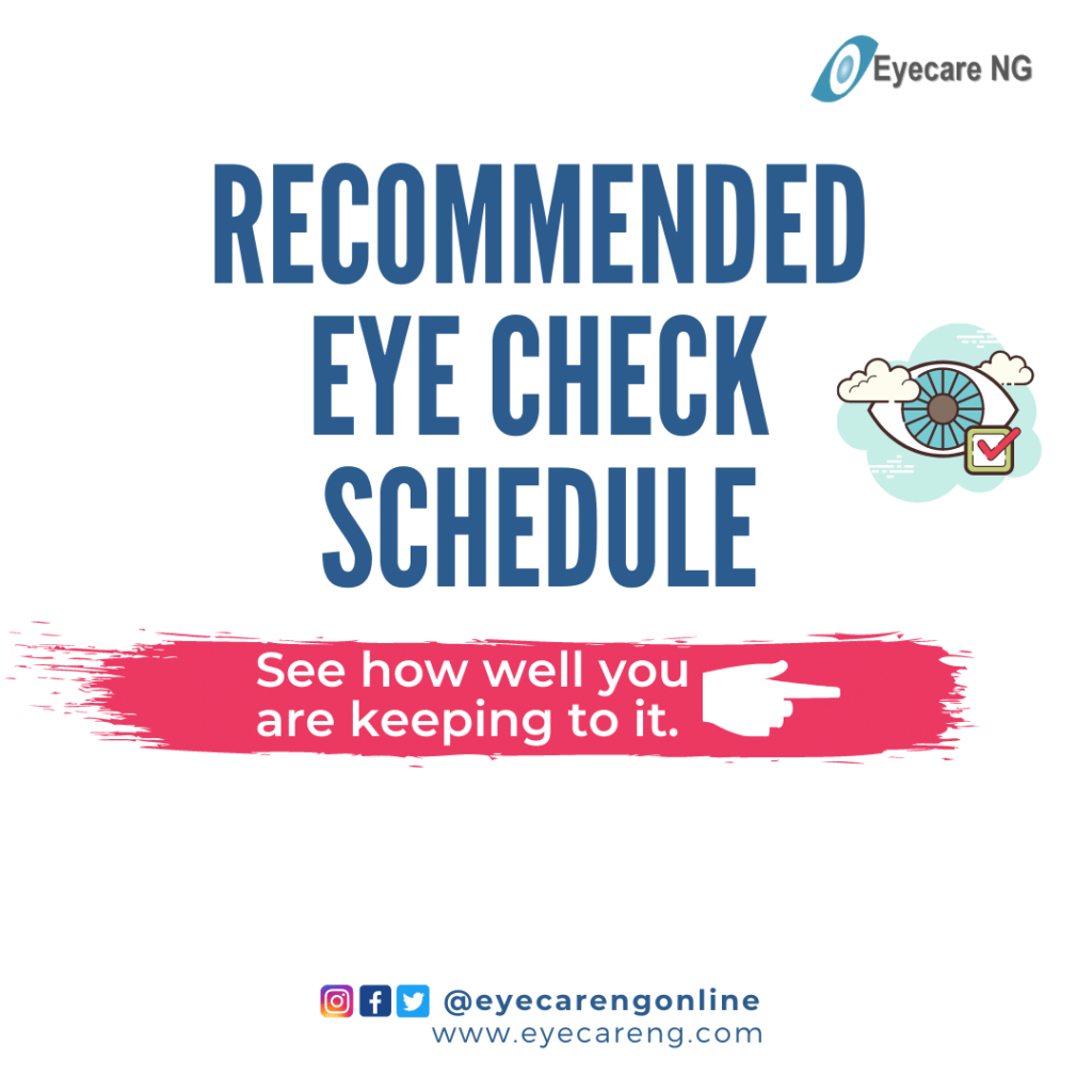 Recommended eye check schedule