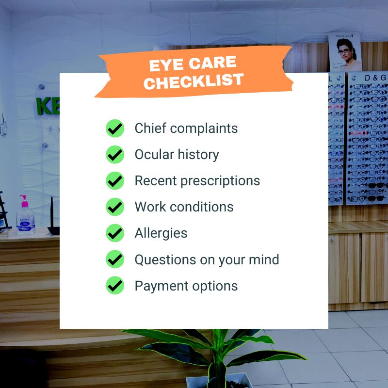 Eye care checklist to help you get the best out of your visit to the clinic