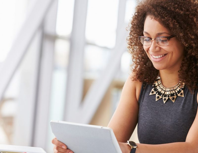 a lady working with good vision